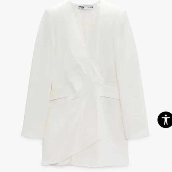 ZARA | LIKE NEW | Ecru blazer dress | White Ivory | SIZE Medium | BLOGGER FAVE - Picture 5 of 10